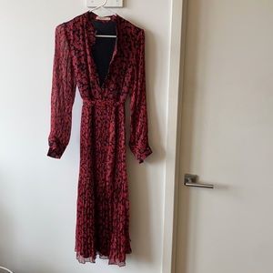 Belted silk pleat dress